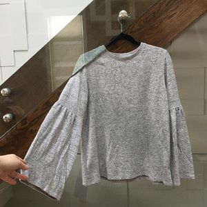 Super soft grey bell sleeve sweater